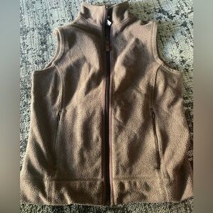 L.L. Bean Brown Fleece Sweater Vest, S/Reg,Misses’, Polyester, dual side zippers